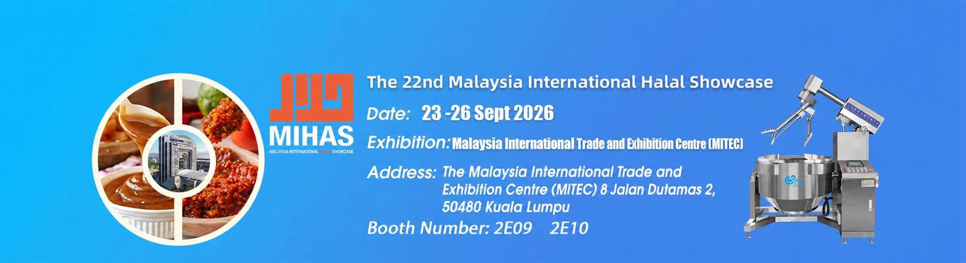 LONGZE Machinery planetary cooking mixer at MIHAS 2026 halal food machinery exhibition, MITEC Kuala Lumpur