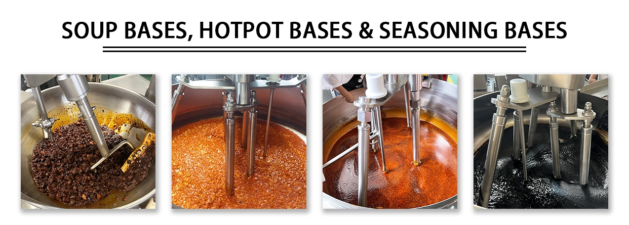 Industrial cooking mixer for soup base and hotpot base production