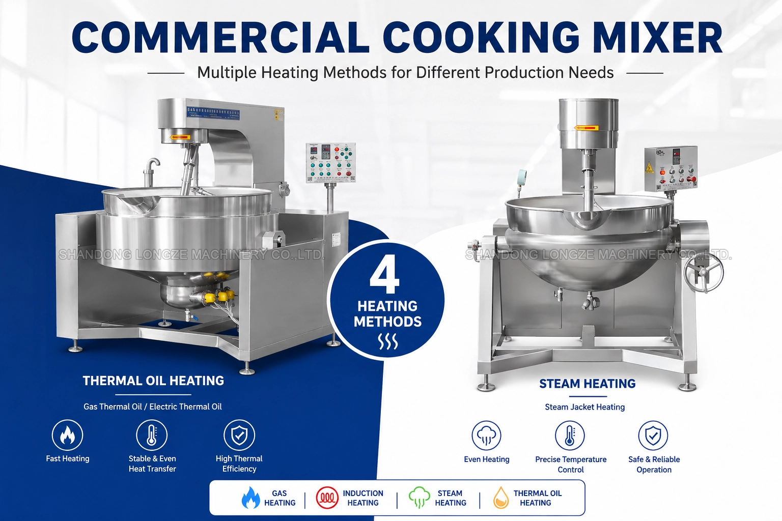 industrial commercial jacketed cooking mixer