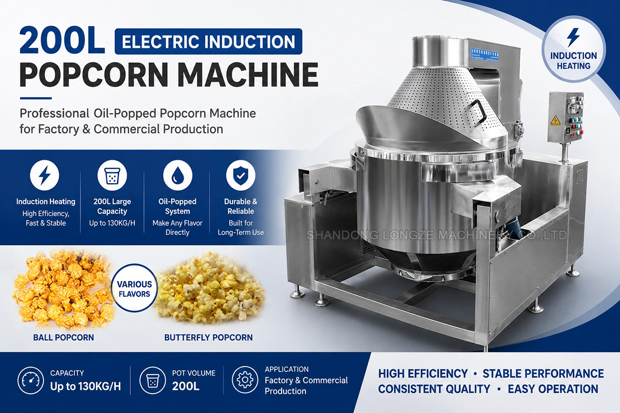 100L electric induction popcorn machine for factory