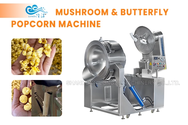 Popcorn machine for food industry