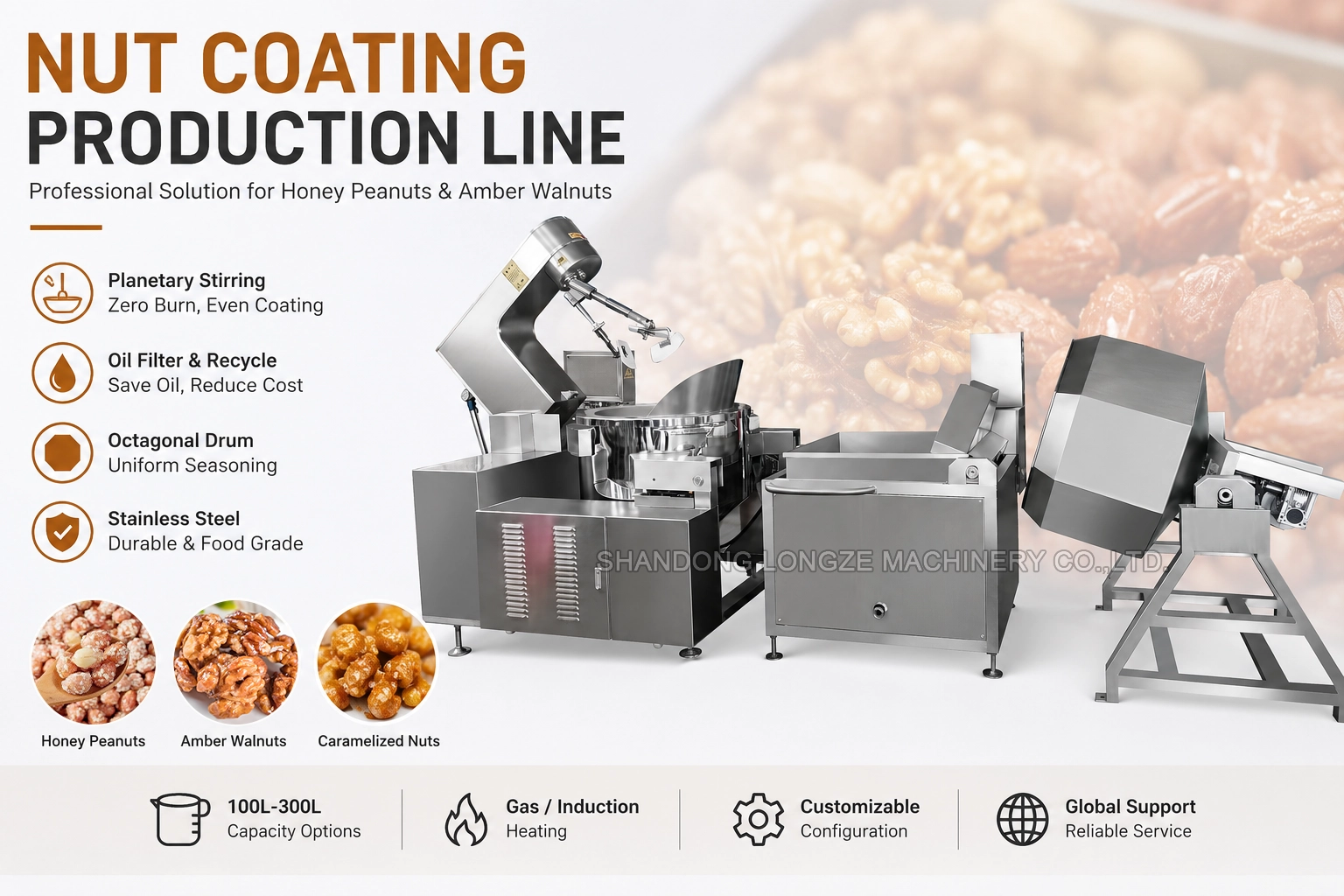 Nut coating production line