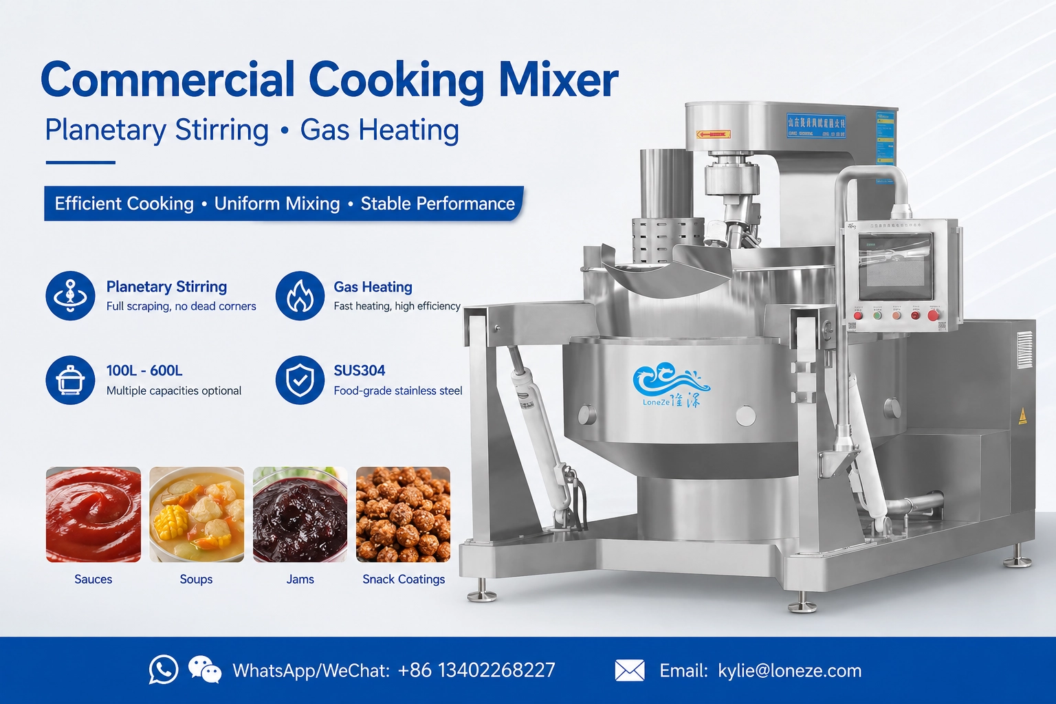 industrial full automatic planetary cooking mixer