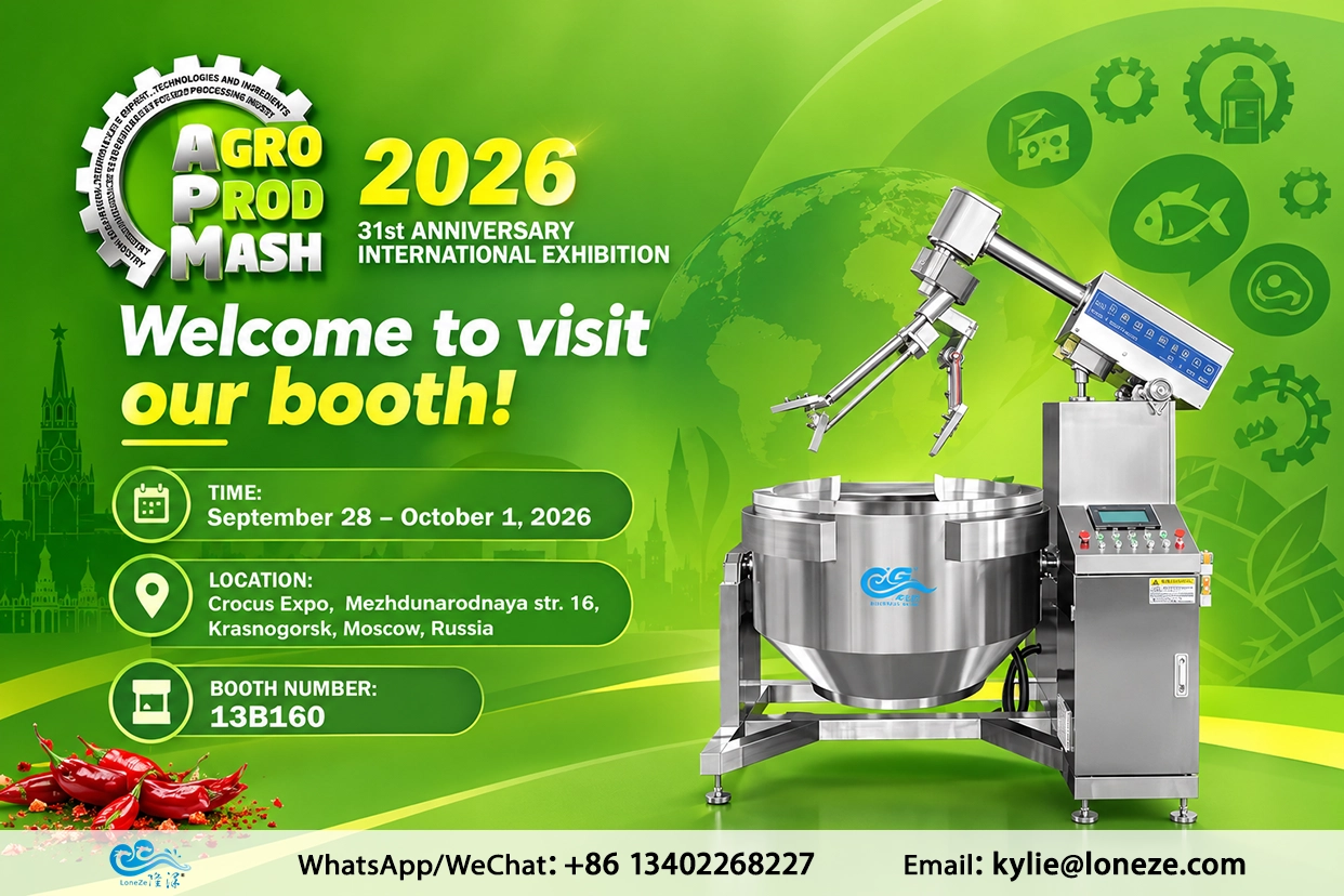 Longze Machinery industrial cooking equipment for Russian food plants at AGROPRODMASH 2026, Crocus Expo Moscow