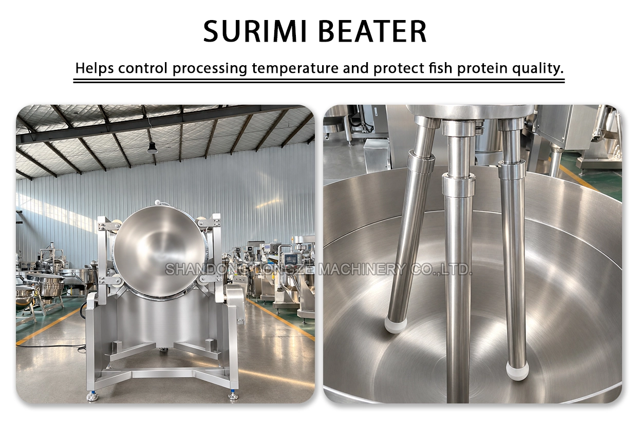 Surimi beater beating and kneading system for fish paste processing