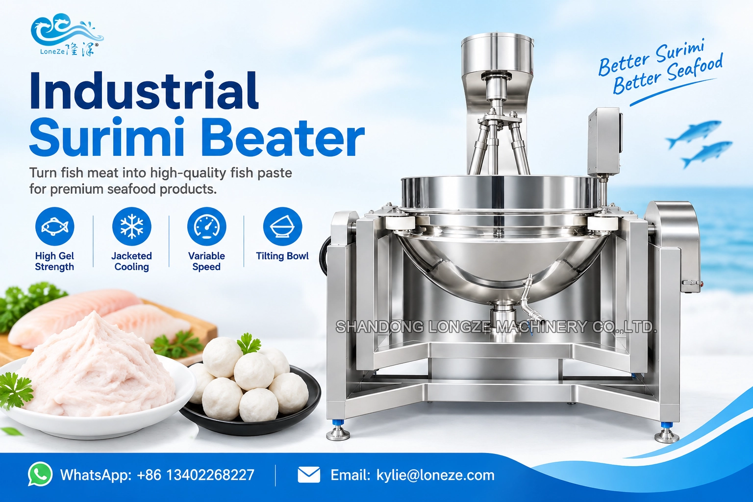 Industrial Surimi Beater fish paste beating machine for fish ball production