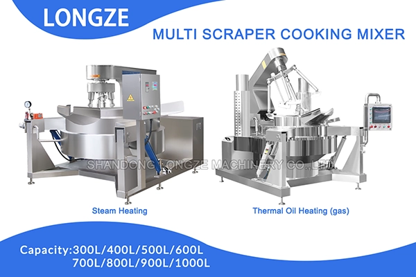 Industrial Satay Sauce Mixer, 1000L Cooking Mixer, Planetary Stirring Machine, Multi-Heating Industrial Mixer