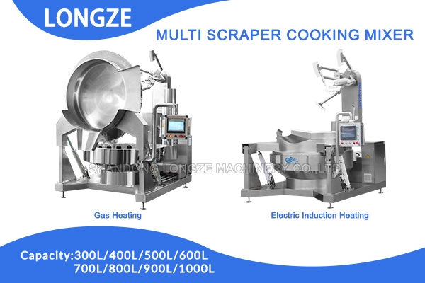 Industrial Satay Sauce Mixer, 1000L Cooking Mixer, Planetary Stirring Machine, Multi-Heating Industrial Mixer