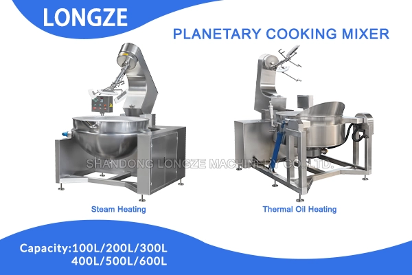 Industrial Satay Sauce Mixer, 1000L Cooking Mixer, Planetary Stirring Machine, Multi-Heating Industrial Mixer