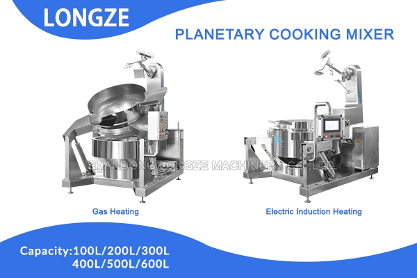Industrial Satay Sauce Mixer, 1000L Cooking Mixer, Planetary Stirring Machine, Multi-Heating Industrial Mixer