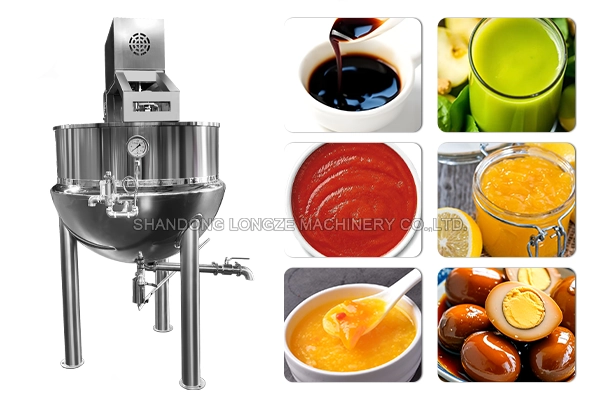 Industrial Large Capacity Cooking Kettle with Mixer, Commercial Jacketed Mixing Kettle
