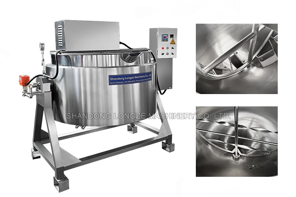 Industrial Large Capacity Cooking Kettle with Mixer, Commercial Jacketed Mixing Kettle