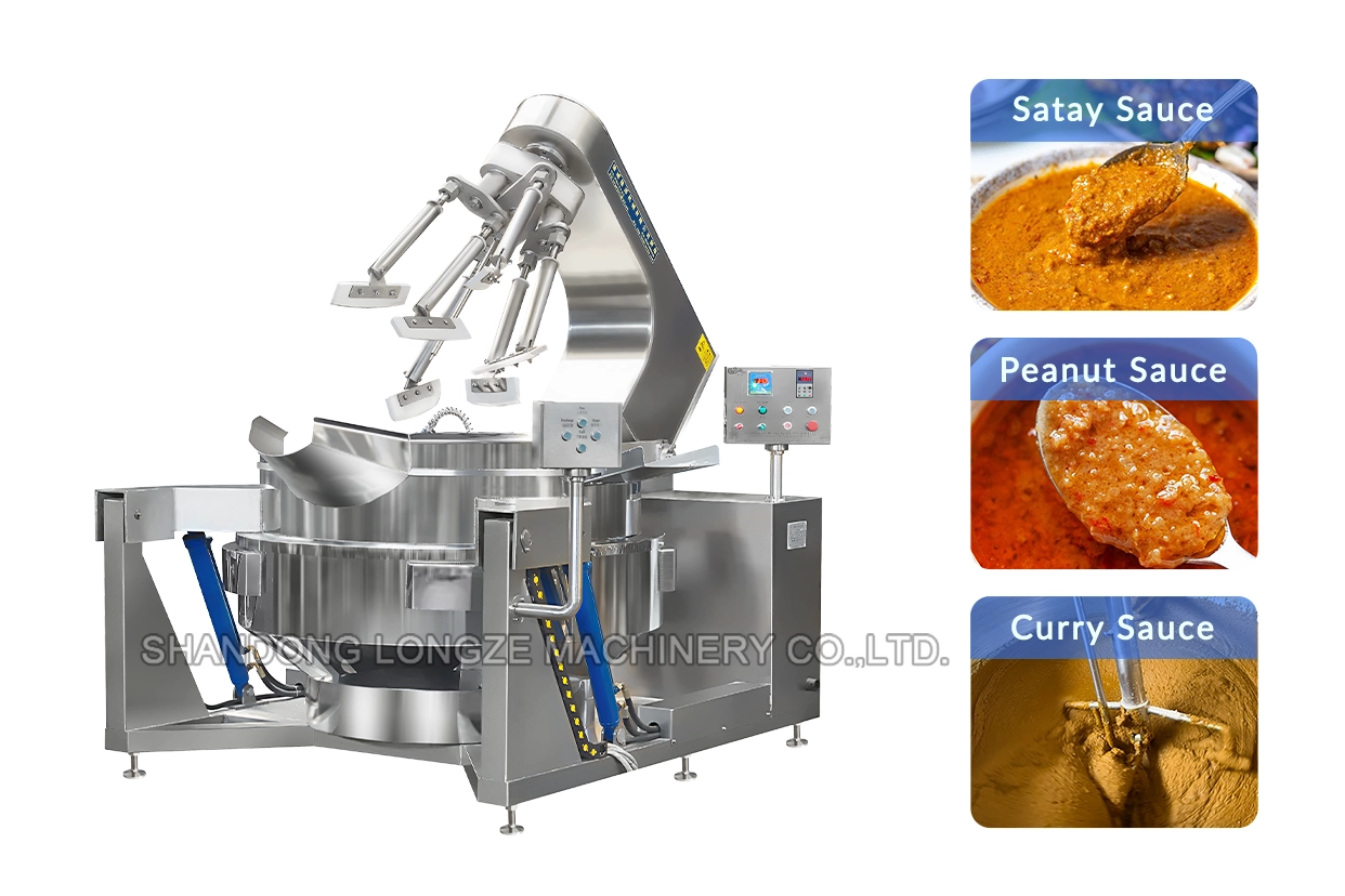 Industrial Satay Sauce Mixer, 1000L Cooking Mixer, Planetary Stirring Machine, Multi-Heating Industrial Mixer